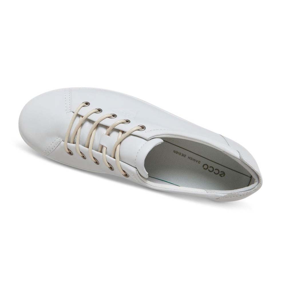 Women's Ecco Soft 2.0 Tie Sneakers White | Canada 231HAP